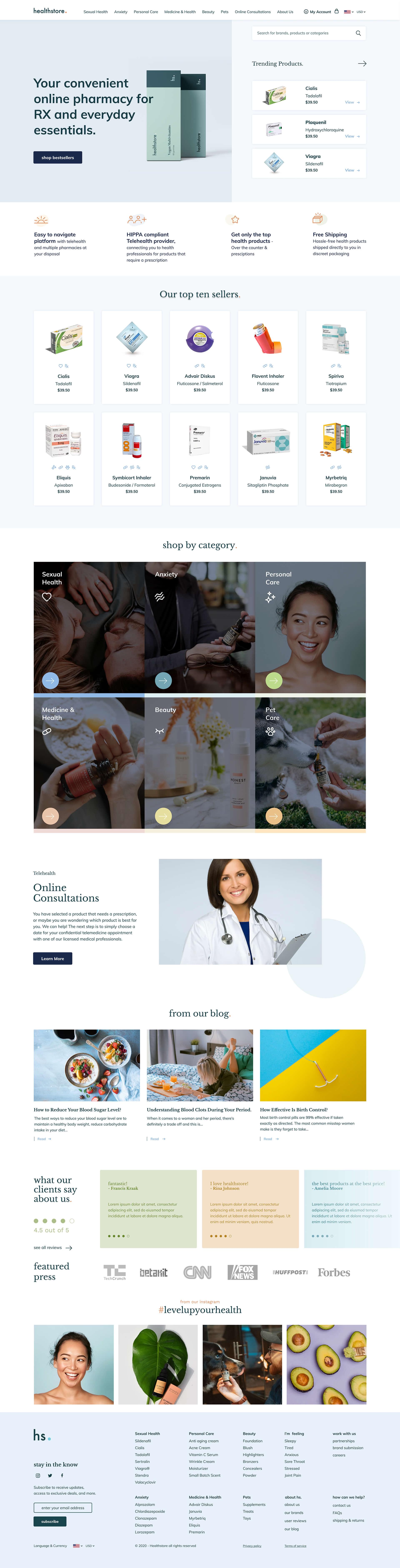 Healthstore Website Screenshot