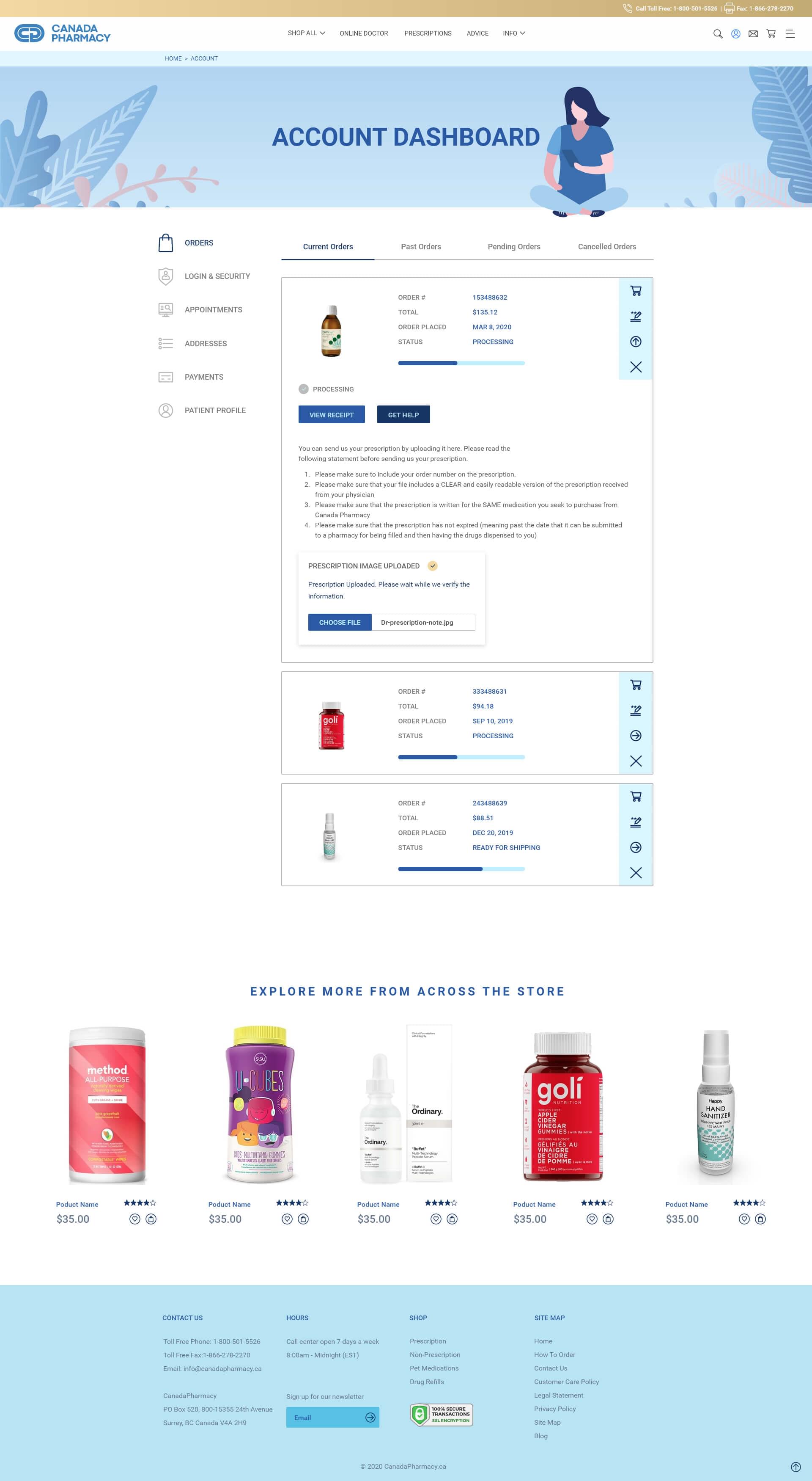 Website Account Screen