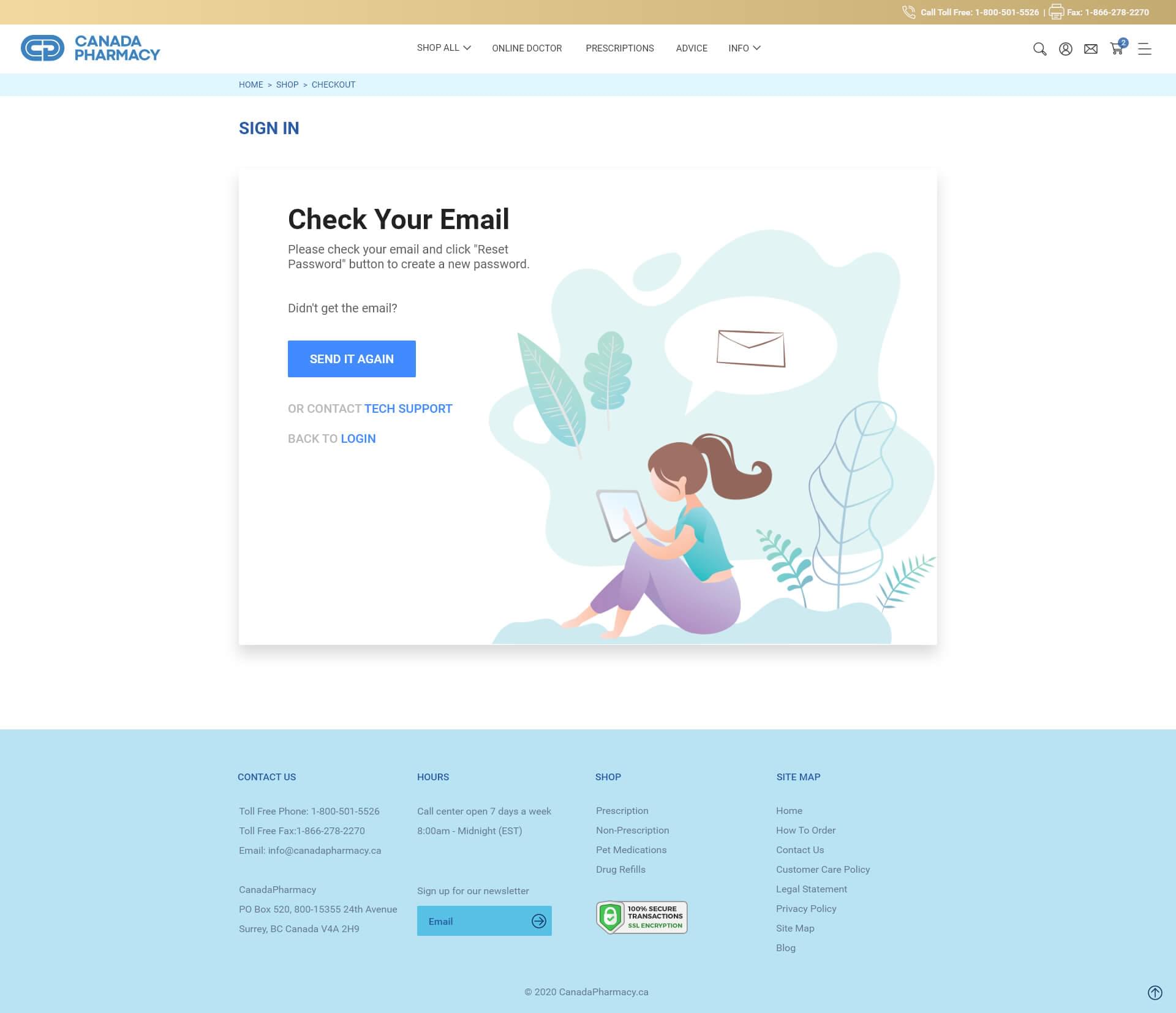 Website Password Reset Screen